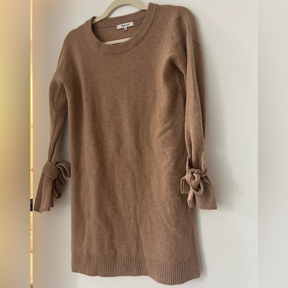 Madewell Brown Long Sleeve Dress with Bow Details